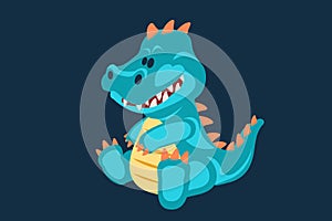 Blue baby dinosaur toy cartoon design