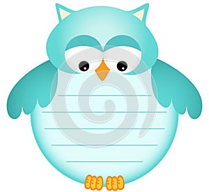 Blue Baby Owl with Label