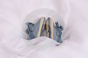 Blue Baby shoes, New born, motherhood concept