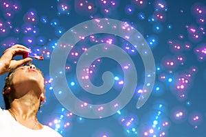 Blue background with bubbles