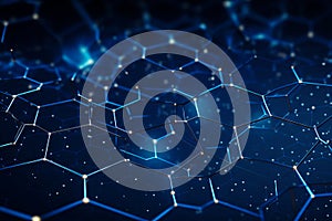 Blue background with bunch of hexagonal structures. Generative AI