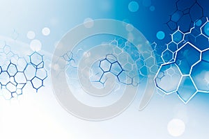 Blue background with bunch of hexagonal structures. Generative AI