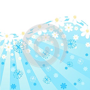 blue background with daisies,