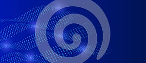 Blue background with data flow. Binary code, artificial intelligence. Program code. Computer background of numbers. Analytics,