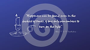 Blue Background with Drawing Candle and Dumbledore Quotes about Happiness and Light