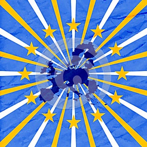 Blue background with european union map