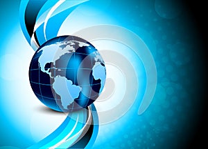 Blue background with globe