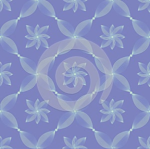 blue background with glowing fractal flowers - vector illustration