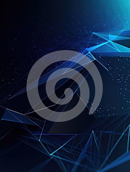 Blue background with a lot of lines and triangles