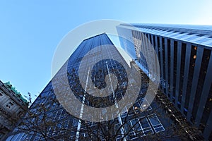 Blue background, Lower Manhattan, New York City