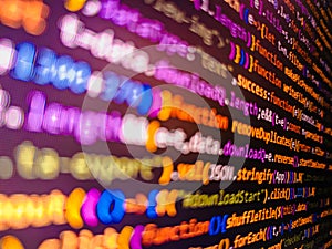 Blue background. Modern application. Coding programmer abstract background. Concept of security, programming and hacking, deep