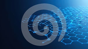 Abstract Blue Hexagonal Molecular Network Background