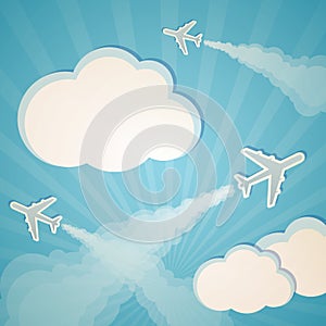 Blue background with planes