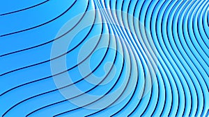 Blue background stripes 3d wavy pattern, elegant abstract striped pattern, interesting spiral architectural minimal background