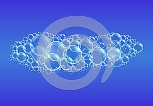 Blue background with transparent soap bubbles