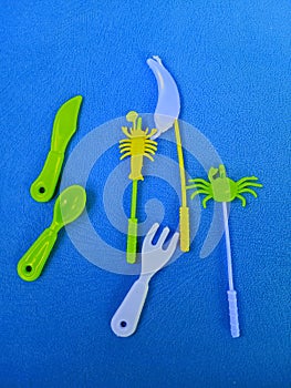 blue background with unique toy object concept