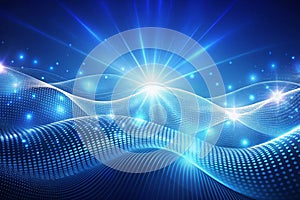 Blue Background with Waves and Points of Light