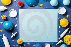 Blue background with a white square in the middle