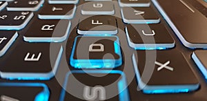 Blue backlit keyboard