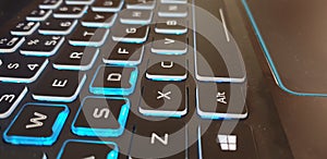 Blue backlit keyboard