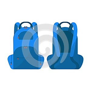 Blue backpack vector illustration isolated on white background