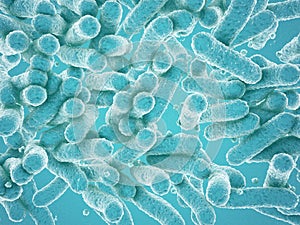 Blue bacteria on blue background