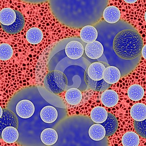 Blue bacteria or virus spheres in blood, generated texture