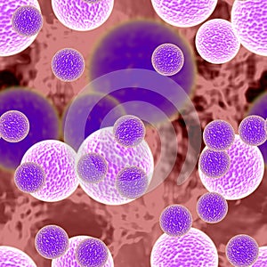 Blue bacteria or virus spheres in blood, generated texture