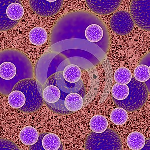 Blue bacteria or virus spheres in blood, generated texture