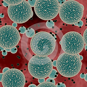 Blue bacteria or virus spheres in blood, generated texture