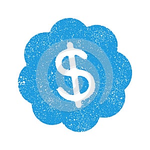 Blue badge dollar stamp