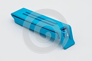 Blue bag clip isolated on the white