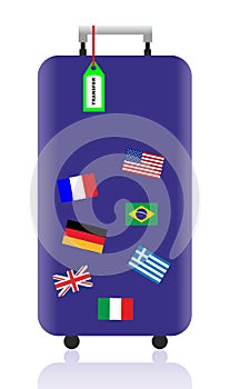 Blue bag with flags of different countries