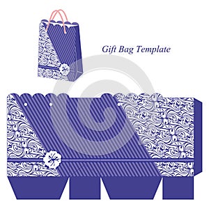 Blue bag with stripes and interesting pattern