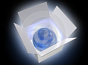 Blue ball in a box