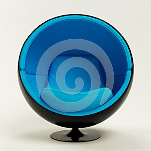 Blue ball chair isolated on white background
