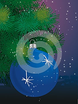 Blue ball on Christmas tree