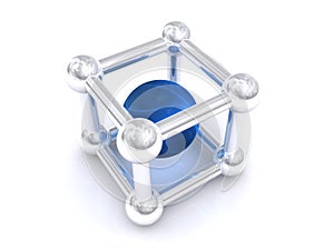 Blue ball in open cube