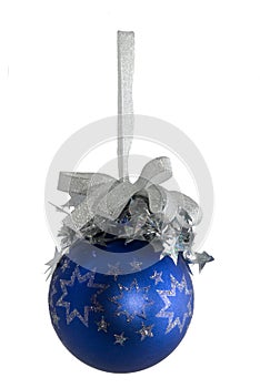 Blue ball with silver stars isolated