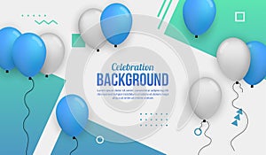 Blue ballon celebration background for birhtday party, graduation, celebration event and holiday