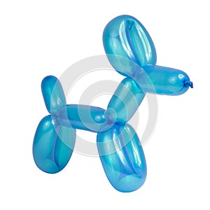 Blue balloon dog model party fun isolated on the white background