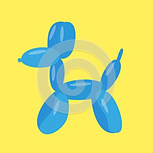 blue balloon dog on a yellow background, vector illustration