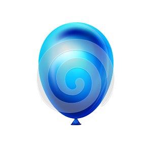 Blue balloon isolated on white background. Realistic 3d object, icon, design element. Happy birthday, anniversary