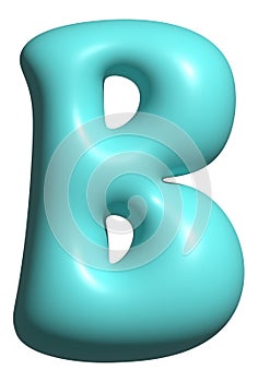 Blue balloon letter B capital, 3D alphabet