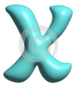 Blue balloon letter X capital, 3D alphabet