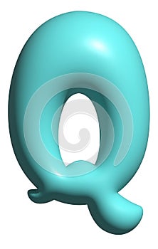 Blue balloon letter Q capital, 3D alphabet