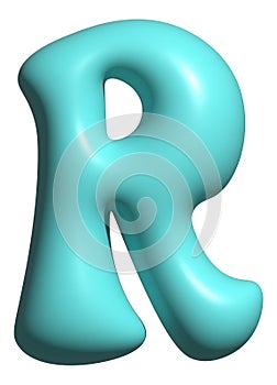 Blue balloon letter R capital, 3D alphabet