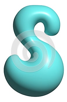 Blue balloon letter S capital, 3D alphabet