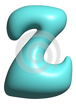 Blue balloon letter Z capital, 3D alphabet