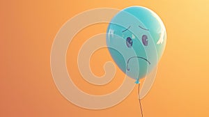 A Blue Balloon with a Sad Face.AI generated image